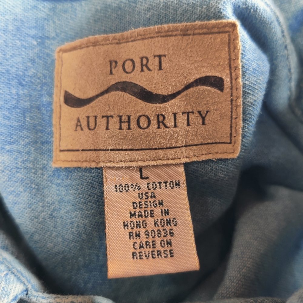 VTG Big Sur International Marathon Mens L Denim Shirt Button Down Embroidered - Picture 13 of 13